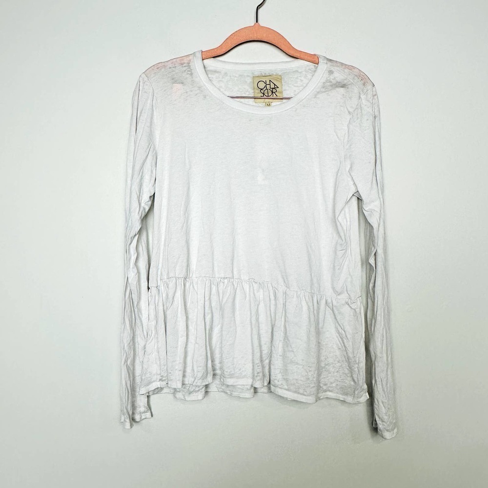 Chaser NWT Vintage Jersey Long Sleeve Crew Neck Peplum Casual Top Size Medium